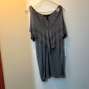 BCBG size small gray bling, cold shoulder top